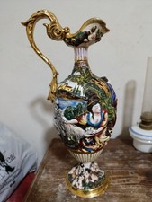 Vaso Brocca CAPODIMONTE Vintage Antica con Dettagli Oro Statua