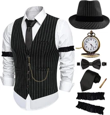 Halloween 1920S Mens Costume Peaky Blinders Roaring 20S Gangster Mobster Outfit