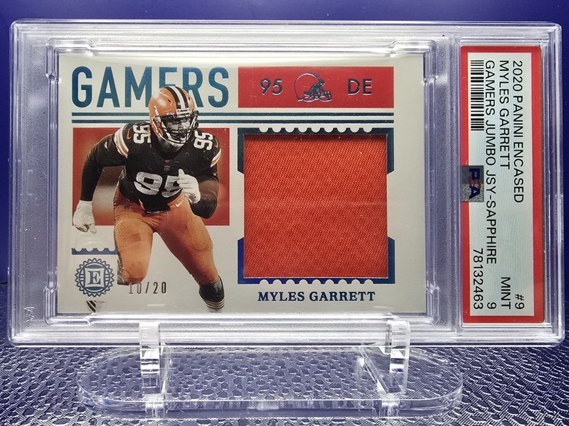 2020 Panini Encased Gamers Game Worn Patch MYLES GARRETT #10/20 PSA 9 POP 1