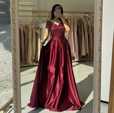 Sparkly Evening Dress Sequins Off Shoulder A Line Custom Made Arabic Prom Gown