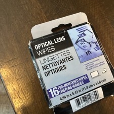 EYEGLASS MOIST CLEANING WIPES Sunglasses Binoculars Camera Lens 16 ct/pk