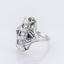 Ring aus 750er Weißgold mit 0.25ct Brillanten und 0.10ct Saphiren