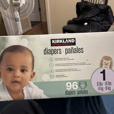 Kirkland Signature Diapers Size 1 96 Count White Unisex 8-14 lbs