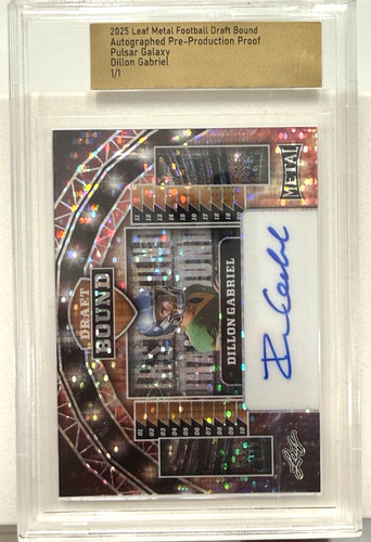 2025 Leaf Metal Football Draft Bound Galaxy Pulsar Proof Auto 1/1 Dillon Gabriel