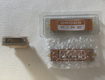 ATI AMD CrossFire Bridge Set 2x Interconnect + DVI VGA Adapter Retro PC Zubehör