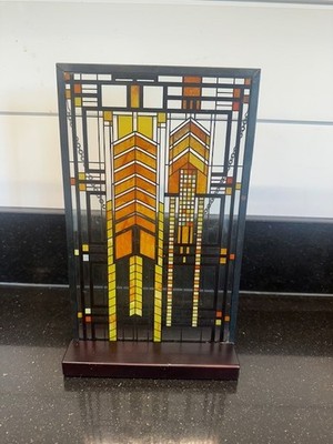 Frank Lloyd Wright Autumn Sumac Stained Glass 10'' x 6.5'' Desktop or Hanging