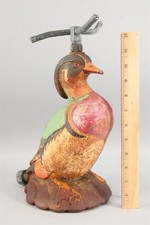 RARE Antique c1920s Signed NUYDEA Painted Cast Iron WOOD DUCK Lawn Sprinkler, NR