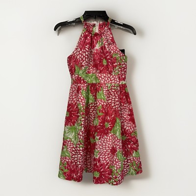 Lilly Pulitzer Kids Jubilee Halter Dress Size 12 Raspberry Lime Floral Pattern