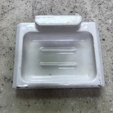 Vintage Soap Dish Holder WHITE PORCELAIN Wall Mount Bathroom Shower Antique Read