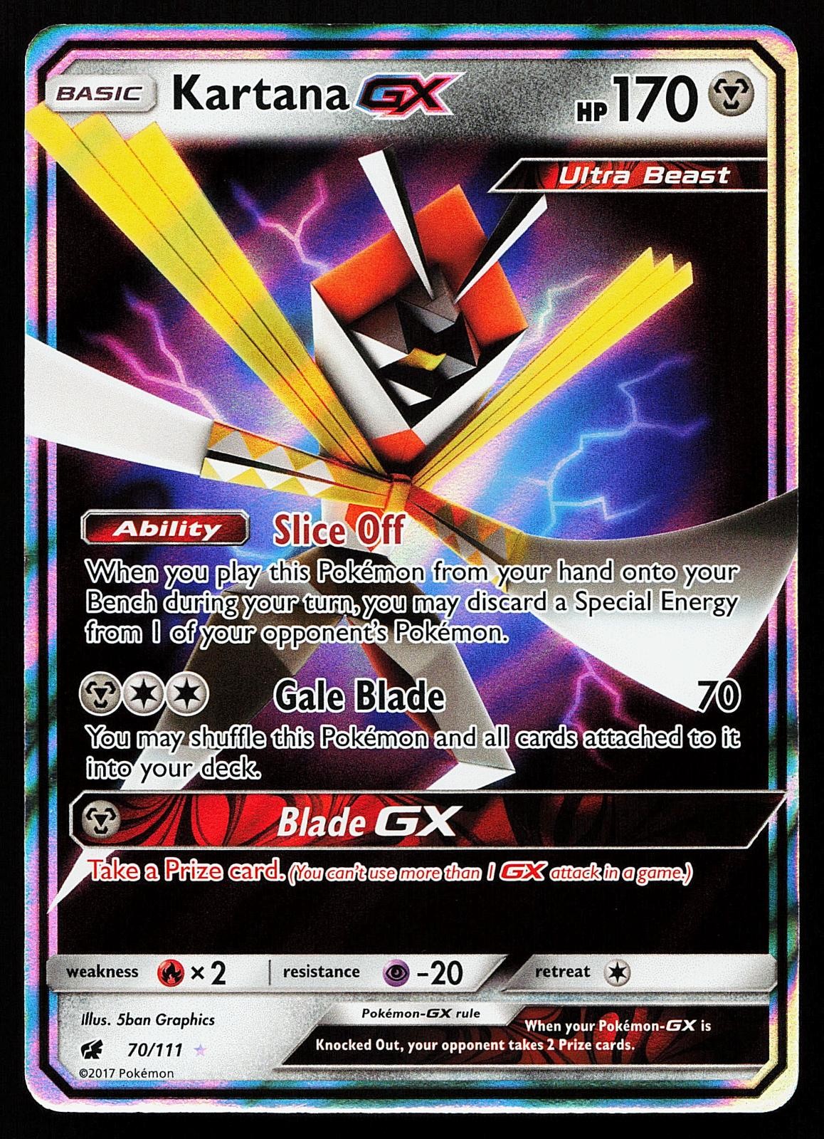 Kartana GX 70/111 Holo Rare Crimson Invasion Pokemon Card