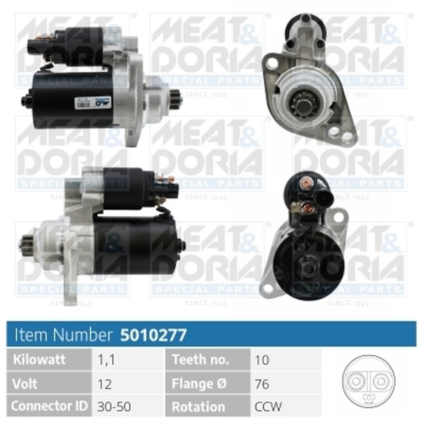 Anlasser Starter Meat & Doria 5010277 12V FüR VW Golf 5 1K1 Jetta 3 1K2 Plus 5M1-image
