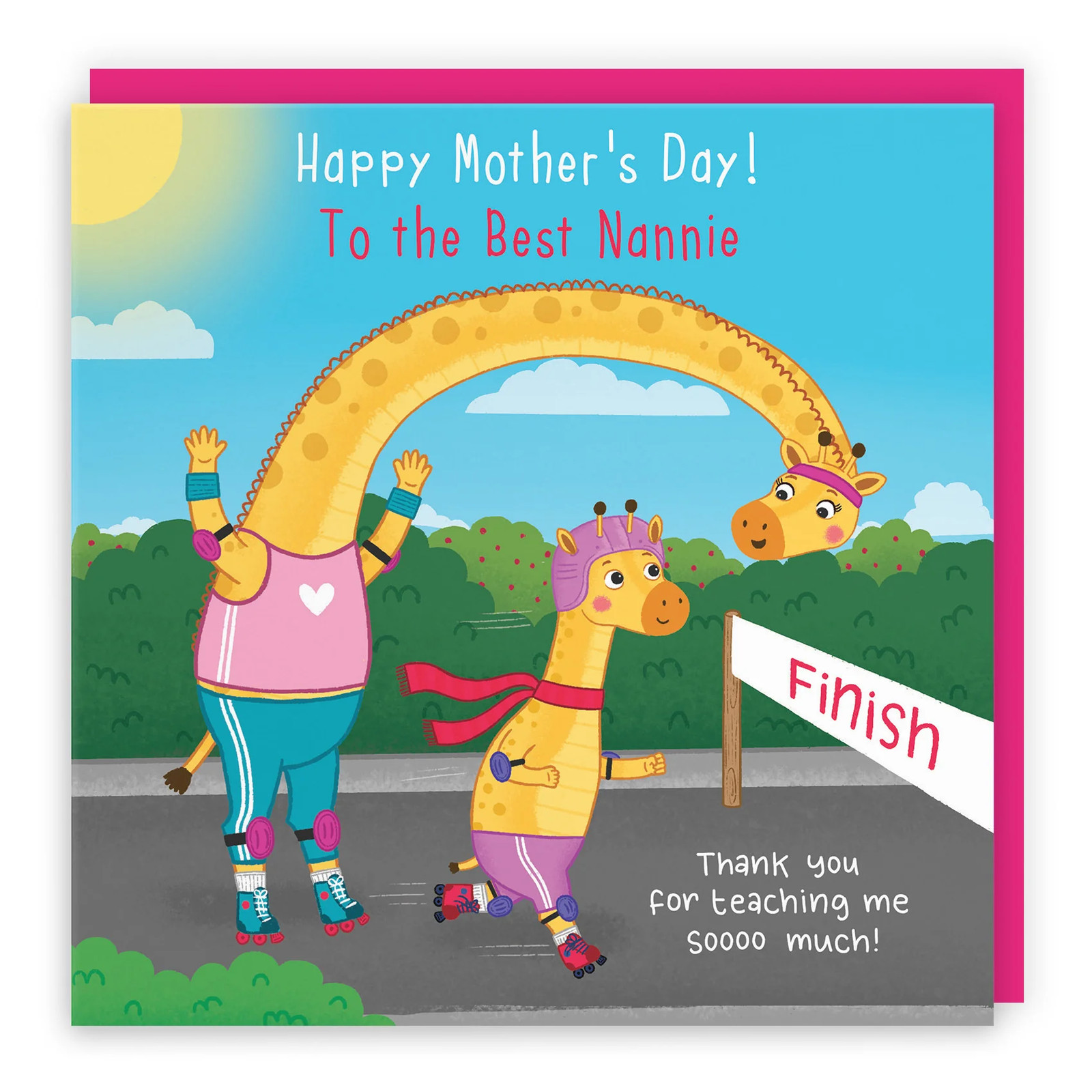 Nannie Mother's Day Card From Girl Cute Skating Giraffes Iconic