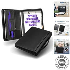 Sleek Business Portfolio with Zipper & Carrying Handle - Perfect for Interviews