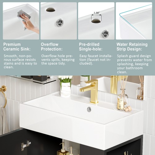 21.6" Black Bathroom vanity, Combo Cabinet, Bathroom Storage Cabinet Right side~ - Picture 13 of 18