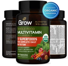 Grow Vitamin RAW One, Once Daily Multivitamin For Women, 90 Vegetarian capsules
