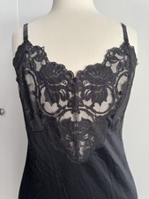 Vintage Full Slip in Black Nylon and Lace Delicate Lingerie