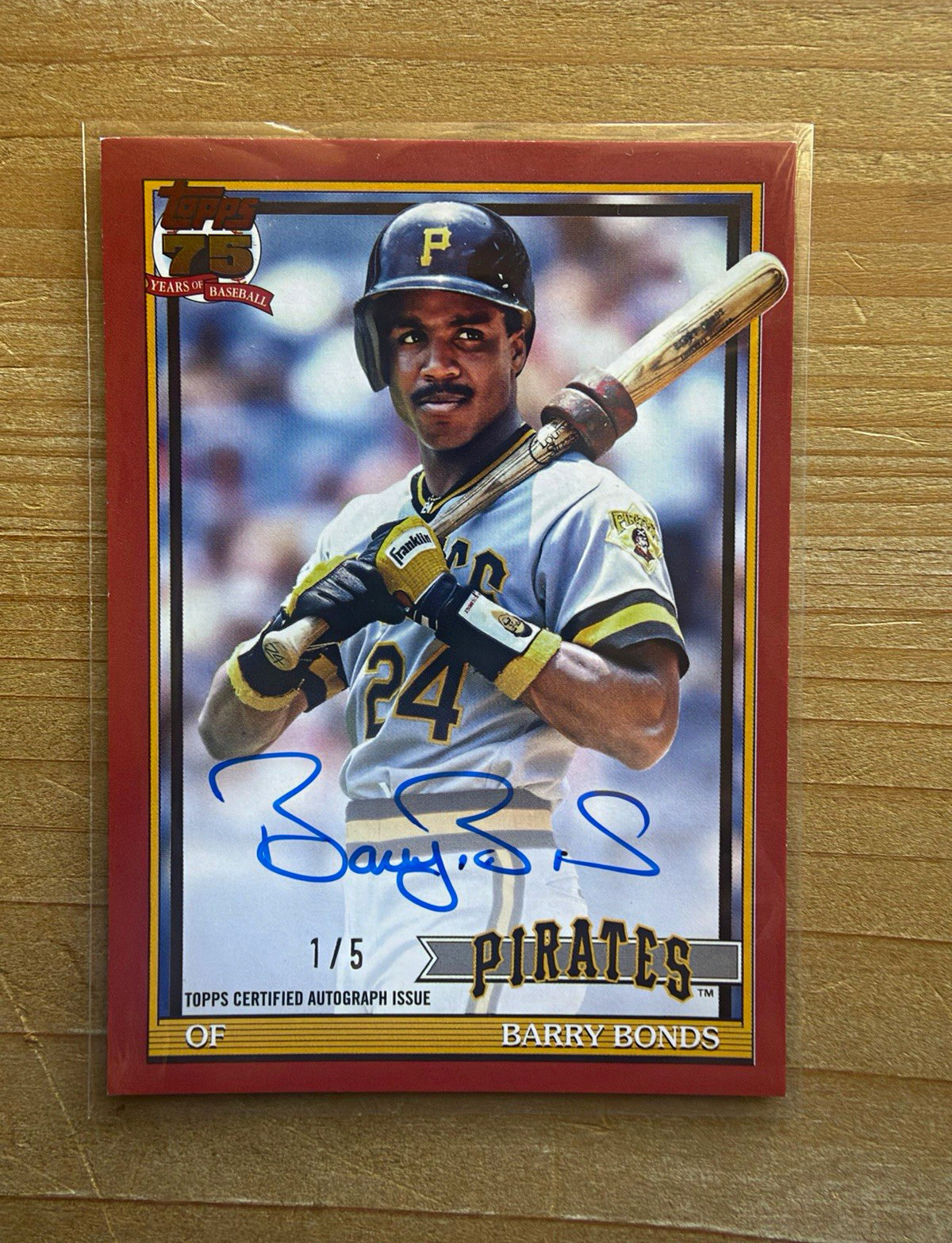 Topps Barry Bonds Hard Signed Auto Red 1/5 2026 1991 Insert 91A-BAR