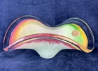 Vintage Italian Murano Style Art Glass Ruffled Bowl Candy Dish Made In ITALY