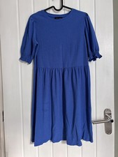 New Look Women’s Ladies Blue Smock Dress Size 8 Puff Sleeve Dress Casual Floaty