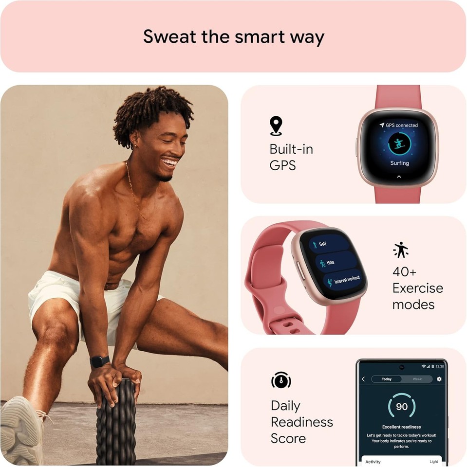 Fitbit Versa 4 Smartwatch Fitness Rosa Rame (Usato Buone Condizioni) – Risparmia Con Attivazione Inclusa