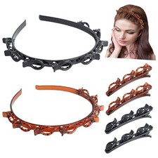 6PCS Acrylic Braided Hair Clips, Bangs Hairstyle Hairpin Headband with Clips,