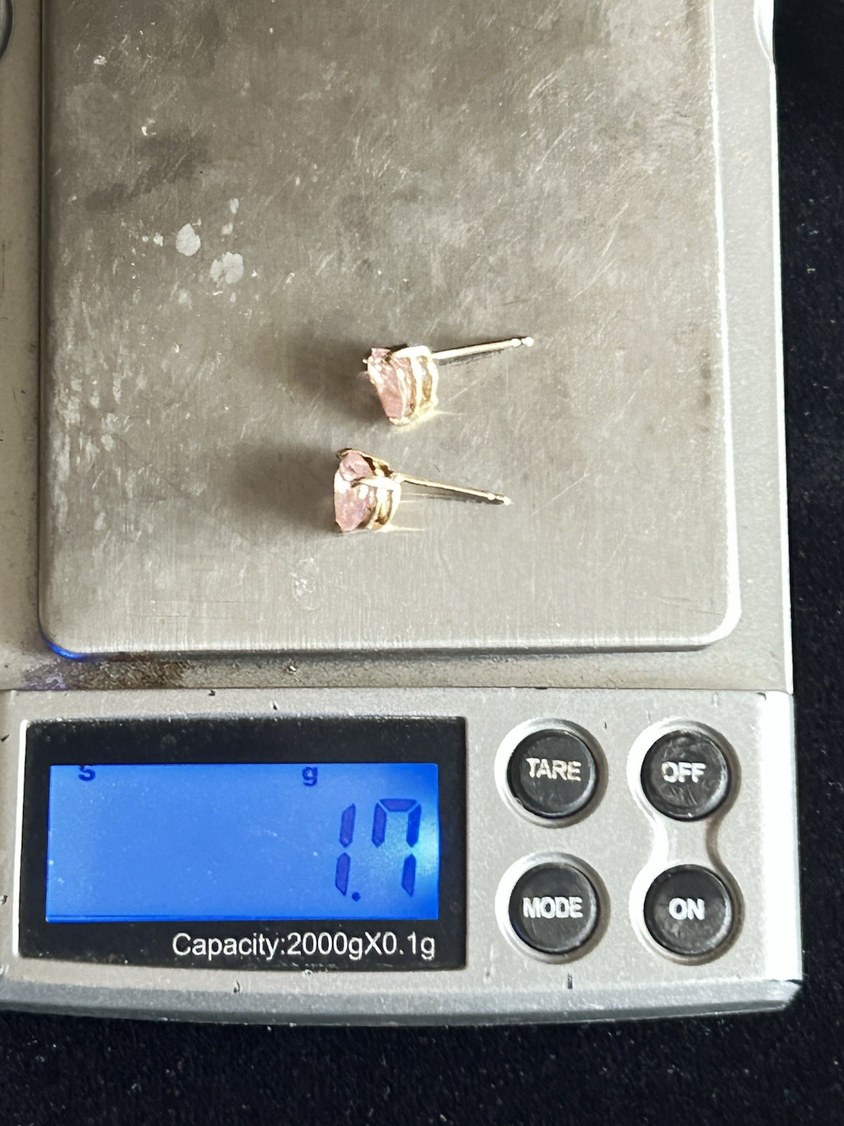 Solid 10k Yellow Gold with Large Heart Shape Pink… - image 7