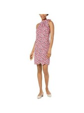 MAISON JULES Womens Red Ruffled Floral Sleeveless Short Cocktail Dress XS