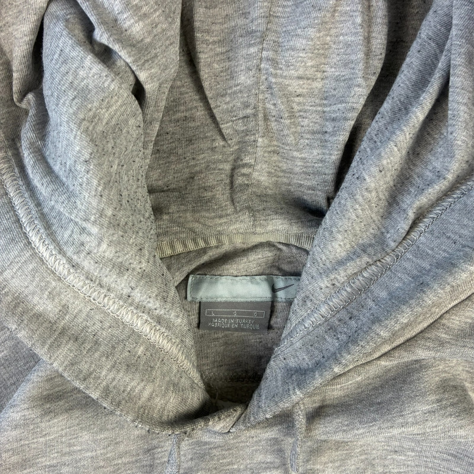 Vintage Nike 2000's Y2K Grey Mini Swoosh Oversized Large Pullover Hoodie image 5