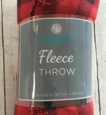 Comfort Bay Fleece Throw Blanket Red/Black Bu...