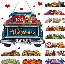 13pcs Valentine's Day Interchangeable Welcome Sign Front Door Farmhouse Truck