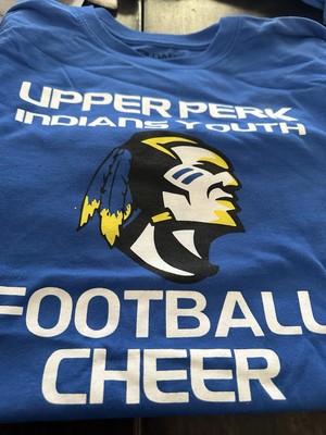 Gildan Upper Perk Indians Royal T-Shirt Youth Football And Cheer Youth Large