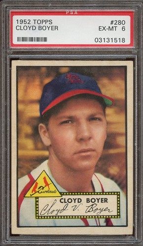 1952 Topps #280 CLOYD BOYER graded PSA 6