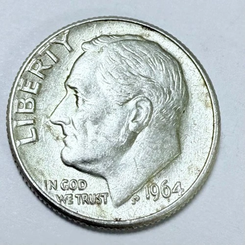 1964-D Roosevelt Silver Dime 90% Silver 10c AU About Uncirculated Details #4391