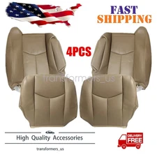 Driver & Passenger Side Leather Seat Cover Med Tan For 2003-2007 Chevy Silverado