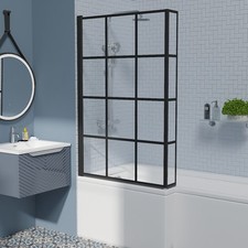 Pivot 4 Folding L Shape Hinged Bath Shower Screen P Shaped Glass Return Panel