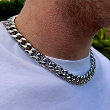 Solid 925 Sterling Silver Cuban Curb Chain Necklace Solid  Heavy Version