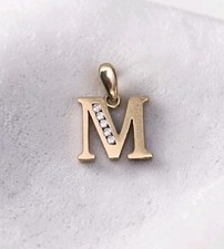 14K Yellow Gold Cubic Zirconia 'M' Initial Pendant - Beautiful