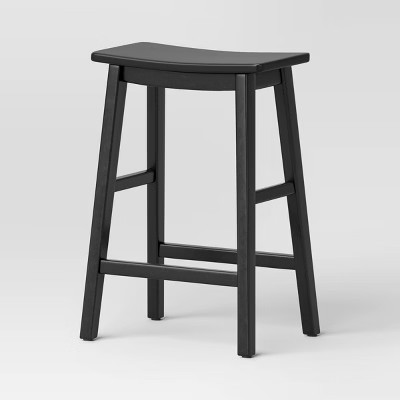 Modern All Wood Counter Height Barstool Black - Threshold Chic Backless 11090₽