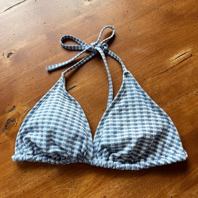 Womens Wild Fable Large Blue Checkered Bikini Top String NWOT