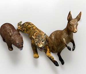 Vintage AAA Rubber Animal Toys Realistic Faces Kangaroo, Bengle, Tiger, Bear