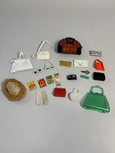 Vintage 1960s Barbie Accessories Lot Purses, Sunglasses, Hat, Clutches Etc