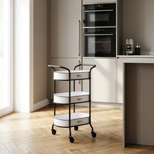 Carrello Cucina Multiuso in Ferro e Legno 52x44x82 cm Bianco/Nero DecHome
