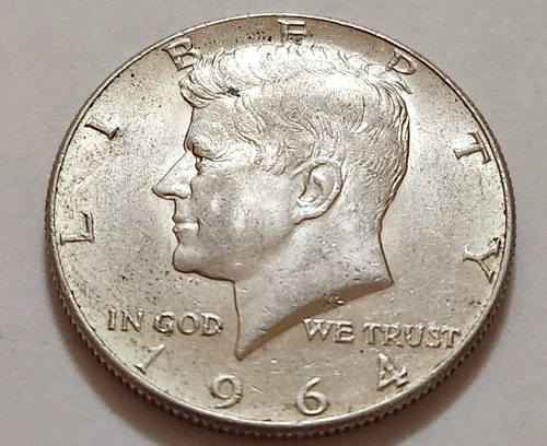 1964 Kennedy Half Dollar • 90% Silver • Circulated • As Shown • Solid    X53