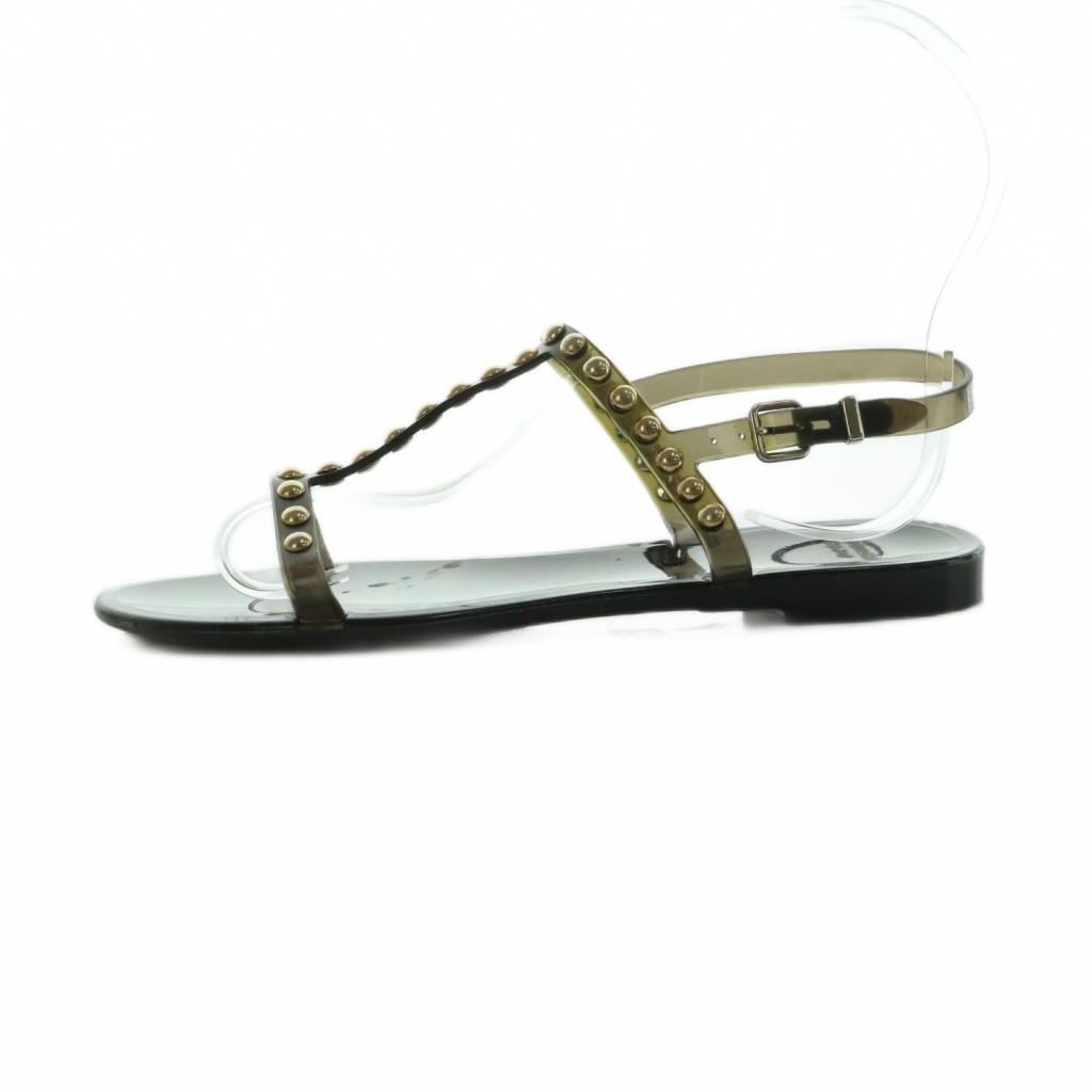 GIVENCHY Women's Black Leather Sandals 36/23cm Stud Strap Used thumbnail 2