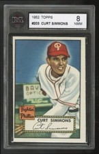 1952 TOPPS BASEBALL ~ #203 ~ CURT SIMMONS ~ PHILADELPHIA PHILLIES ~ KSA 8 