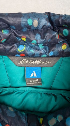Eddie Bauer Stormdown 800 Puffer Jacket Womens Medium Multi Polka Dots Goose - Picture 3 of 11
