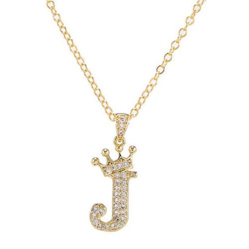 Collar colgante corona letra inicial cristal A-Z mujer moda fiesta joyería - Imagen 22 de 64
