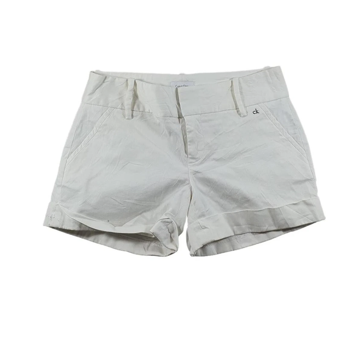 Calvin Klein Shorts Womens UK0 White Relaxed Pockets Chino Casual