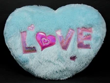 Valentine's Day Decorative Plush Throw Pillow Blue Pink Shiny LOVE 15"x11.5"