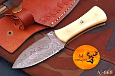 HANDMADE DAMASCUS STEEL BOOT KNIFE THROWING DAGGER HUNTING SURVIVAL EDC 868